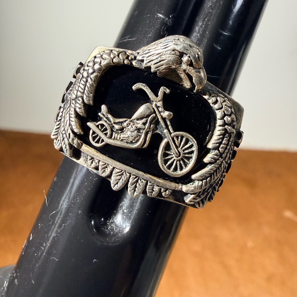 Bradford Exchange, 925 Silver Eagle Motorcycle, Biker Ring Size 14